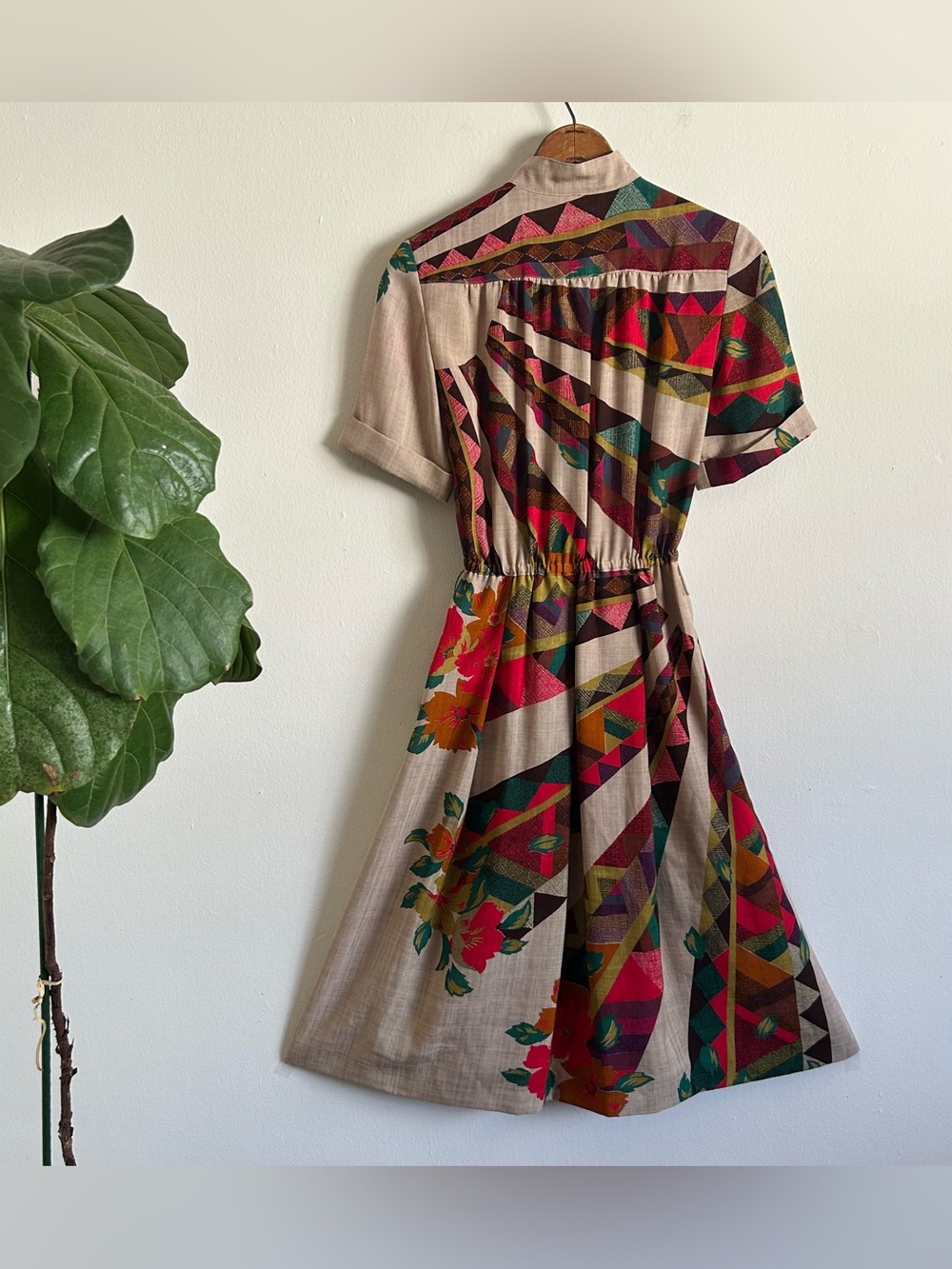 Vintage Colorful Geometric Shirt Dress - Picture 5 of 8